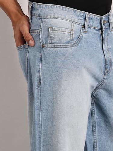 Image of Thomas Scott Men's | Relaxed Fit | Mild Wash | Wide Leg | Baggy fit | Casual | Jeans for Men (TSJ308 LightBlue 36)
