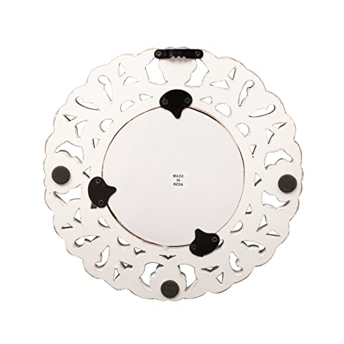 The Wooden Town 10 inch White Round Wall Mirror, Gorgeous Rustic Farmhouse Accent Mirror, Barn Wood Color Entry Mirror for Bathroom Renovation, Bedrooms, Living Rooms and More. - Image 4