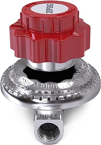 TIVORTOOK Adjustable Propane Regulator Valve 0 to 20PSI QCC LP LPG High Pressure Adjustable Propane Regulator 1/4 Inlet/1/4 Outlet Fit for LP Gas Cooker, Burner, Turkey Fryer, Smoker