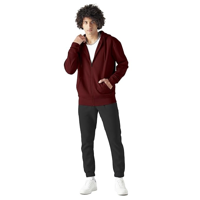 Image of FUNKY MONKEY Men's Full Zip Hoodie Sweatshirt | Soft Warm Fleece | Hooded Jacket | Loose Fit | Casual, Gym & Travel Winter Wear