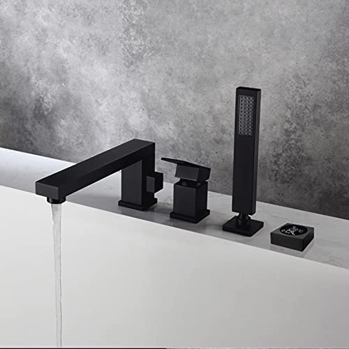 Robinet de baignoire 4 trous noir anti-trace avec ensemble de douche