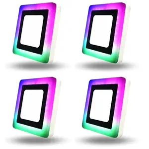 DMak 16 Watt White+PGB Super Bright Double Color, Square Led Surface Ceiling Panel Light | led Color Panel Light | (Pack of 04) (Multi-Color, 7.5' x 7.5' inch)Plastic