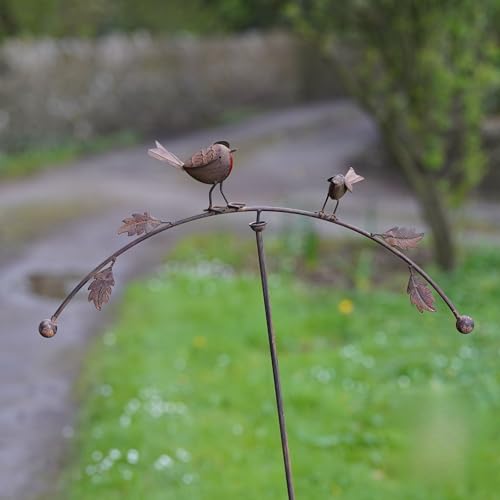 Robin Balancer Metal Stake | Large British Bird Garden Ornament Outdoor Decor