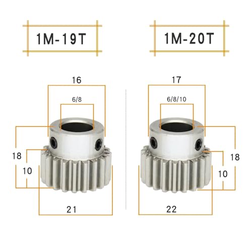 Engranaje recto módulo 1 de 20T y eje de 6 mm para transmisión mecánica 2