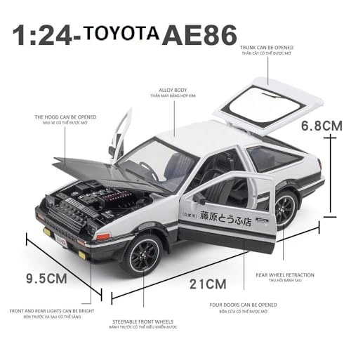 Image of Exclusive Alloy Metal Pull Back Die-Cast Car Diecast Metal Pullback Toy Car with Openable 6 Doors,Light Music Boys Gifts Toys (1:24 AE86-White Color)