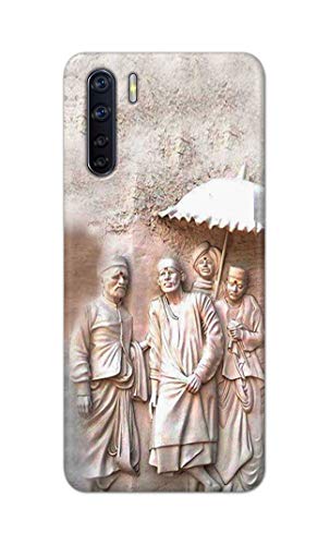 Image of Printed Hard Back Cover Case for Oppo F15 | Oppo F15s | Oppo A91 | Oppo Reno 3 4G Back Cover (Sai Baba) -1803