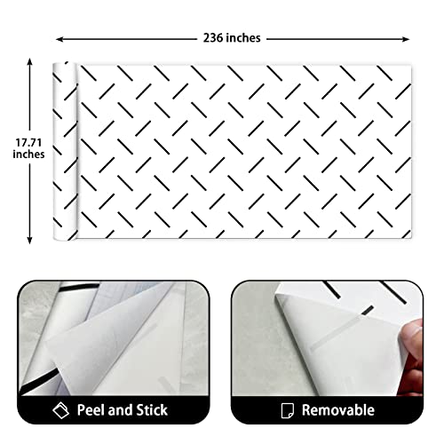 Zbskj Black And White Peel And Stick Wallpaper 17.7” X 236” Modern Wall Paper Boho Geometric Removable Contact Paper Peel And Stick For Bathroom, Bedroom #TOP6