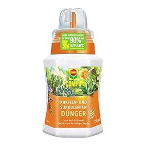 COMPO Kakteen- und Sukkulentendünger für alle Kakteen, Bonsais und dickblättrigen Pflanzen (Sukkulenten), Spezial-Flüssigdünger mit extra Kalium, 250 ml