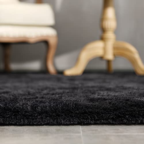 Espiraio Black Shaggy Rugs for Bedroom Living Room, Super Soft Fluffy Fuzzy Area Rug for Kids Baby Nursery, Modern Indoor Plush Carpet for Home Decor, 5x8 Feet Floor Furry Rugs for Children Dorm Rug - Afbeelding 8