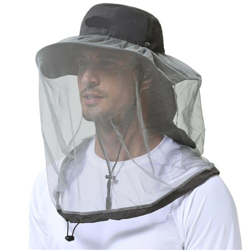 Sombrero mosquitera unisex en gris oscuro para proteger cabeza y cuello al aire libre