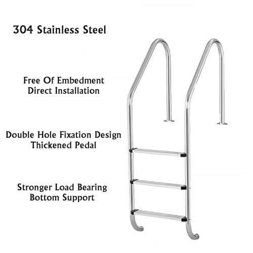 Escalera para Piscina de Acero Inoxidable 3 Peldaños miniatura 3