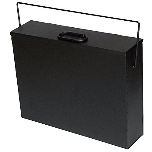 Srendi® Black Ash Carrier Galvanised Metal Hot Tidy Box Container Fireplace Pan Bucket Bin Ash Storage Box wih Free Shovel