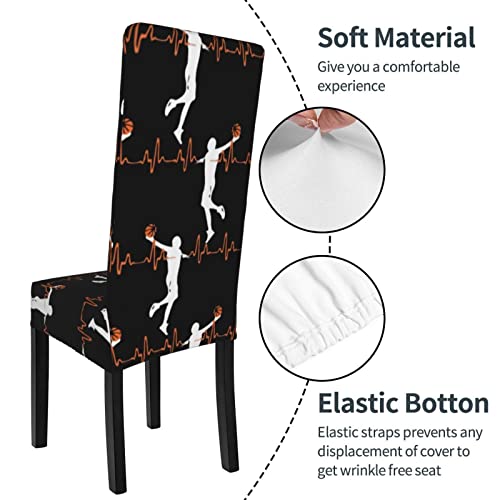 Chair Covers For Dining Room Orange-Basketball-Dunk-Heartbeat Dining Chair Slipcover For Kitchen,Hotel,Restaurant #TOP3