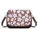 Sac à Bandoulière Femme Vintage Sacs à Main Sac Portés Épaule Sac Hobo en Cuir PU avec Rabat Imprimé Rose Fleur de Cerisier Rouge