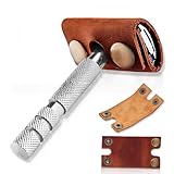 SIFFOI Genuine Cowhide Leather Case for Manual Safety Razor, Double Edge/Butterfly Razor Head Protective Cover, Travel Portable Shaving Razor Accessories