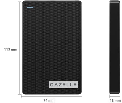 Image of GAZELLE 320GB High-Speed Ultra Slim Portable External Hard Drive - 2-in-1 Type C & USB 3.0, Compatible with PC, Mac, Laptop, PS4, Xbox, iPad, Tablet, Mobile (Black) - 1 Year Warranty
