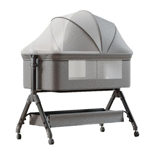 Nine point nine Cuna Colecho con Cambiador, Multifuncional Cuna Colecho Bebe, Plegable Minicuna, 3 Niveles de Altura Ajustables (X3 Grey)