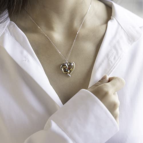 18K Gold Over Silver Birthstone Heart Shaped Engraved Necklace With 4 Birthstones, 4 Engraved Names Personalized Women Jewelry Engraved Child Names Mothers Necklace Gift For Her Mom Sister Grandma #TOP1