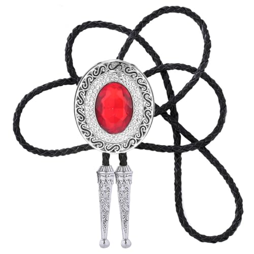 Image of GelConnie Bolo Tie for Men Women Western Cowboy Turquoise Leather Necktie | Natural Stone Bolo Tie Necklace for Women Rodeo Cowboy Leather Necktie Native American Western Cowgirl Ties Adjustable Cord