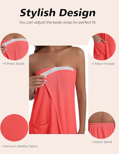 Image of Ekouaer Waffle Robes For Women Bath Wraps Lightweight Knee Length Soft Shower Robe with Pocket S-L