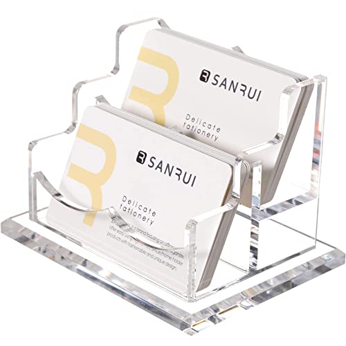 SANRUI Tarjetero para tarjetas de visita, soporte para tarjetas de visita para oficina, ferias, hoteles, clínicas, 120 tarjetas, 2 compartimentos, acrílico