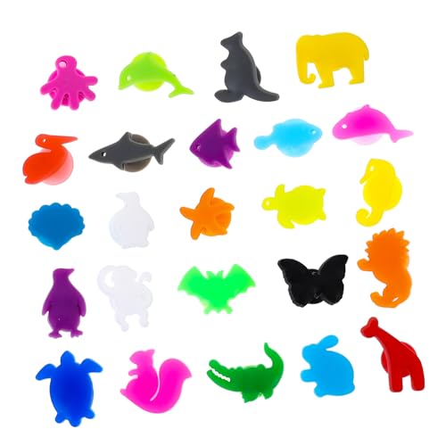 Toyvian 24 Pezzi Segnabicchiere Vino in Silicone Alimentare Marcatori Riutilizzabili con Design Animali Marini e Terrestri Identificatori Colorati per Feste Matrimoni e Ristoranti