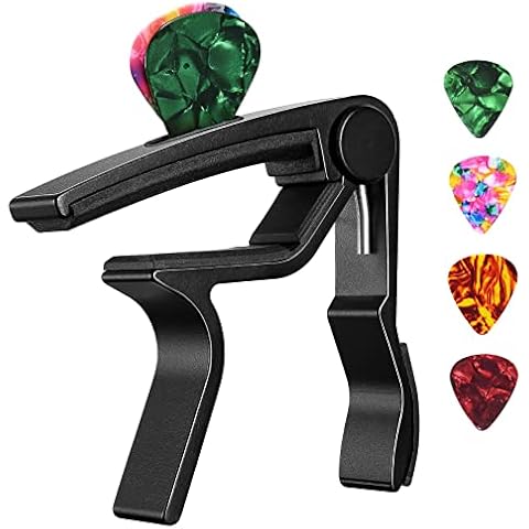 Guitar Capo, Black Capo, Pick Holder on Capo for Acoustic Electric Guitar,Ukulele,Mandolin,Banjo (Black) Cover