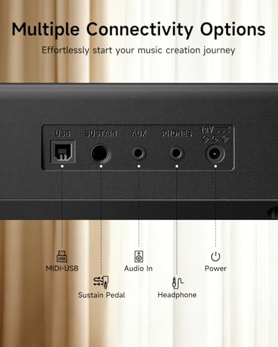 Donner 88 Key Keyboard Piano for Beginners, Semi-Weighted Electric Digital Piano with 500 Tones, 128-Note Polyphony, USB MIDI, Speakers, Carry Bag, X-Stand, Pedal & Music Rest Included(DEP-07) - image 5