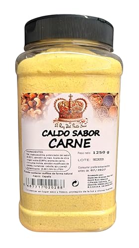 Caldo Sabor Carne en Polvo 1,25 kg – Condimento Concentrado para Sopas, Guisos y Arroces – Potenciador de Sabor Sin Gluten – Formato Ahorro Hostelería