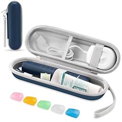 Deep blue case with toothbrush cap