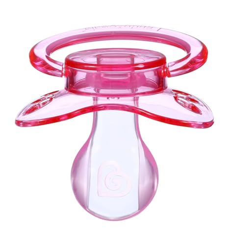 Image of Landofgenie Large Shield Adult Size Pacifiers Butterfly Shape Transparent Design Pacifier Pink