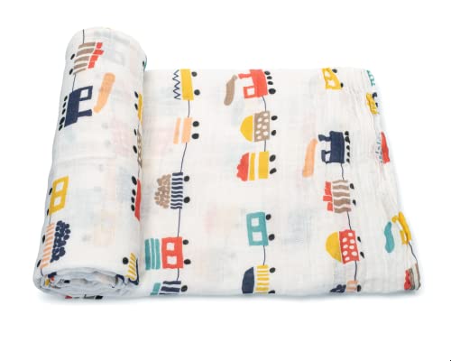 Image of ADDISON BELLE Baby Swaddle Blanket - 100% Muslin Cotton Unisex Soft Swaddle Wrap for Baby Boys or Girl - Neutral Newborn Receiving Blankets - Nursery Swaddling for Babies - 47 inch x 47 inch (Trains)