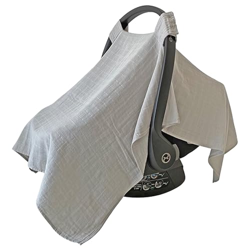 Image of MOZAH Baby Car Seat Cover - Belgian Grey - 100% Organic Muslin - Soft, Breathable and Lightweight, Baby Infant Car Seat Essentials