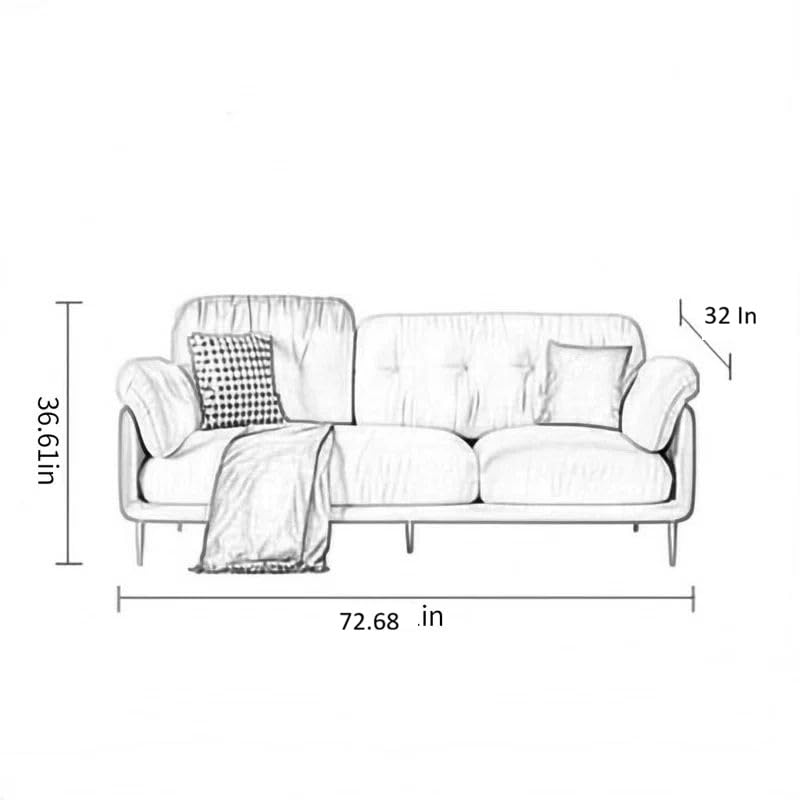 Image of Velvet Contemperory Sofa with Cushion Chaise Lounge Sectional Sofa Perfect for Living Room & Bedroom Guests Home & Office (Leather Orange & Suede Off White, Three Seater)