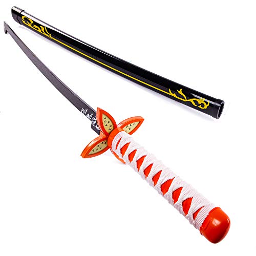 COSPLEE 子供用 鬼滅の刃 日輪刀 子ども 刀 子供 長さ:76CM 重 ABS にちりんとう おもちゃ刀 コスプレ かたな きめつのやいば 日本刀 模造刀 木刀 鬼殺隊 柱 きめつのやいば刀 丸形鞘 木製 鬼滅の刃刀 剣 模擬刀 武器 グッズ コレクション