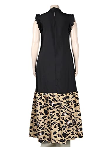 Famnbro Plus Size Maxi Dress for Women Summer Ruffles Sleeveless Patchwork Printed African Dresses4
