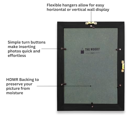 Image of A4 Photo Frame | Wall Photo Frame | Small Photo Frames | Black Wood Frame for Wall | Elegant Room & Office Decor (A4, 8.3x11.7 inch, Black)