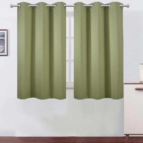 Image of LEMOMO Sage Green Blackout Curtains /38 x 54 Inch /Set of Two Panels Grommet Living Room Curtains