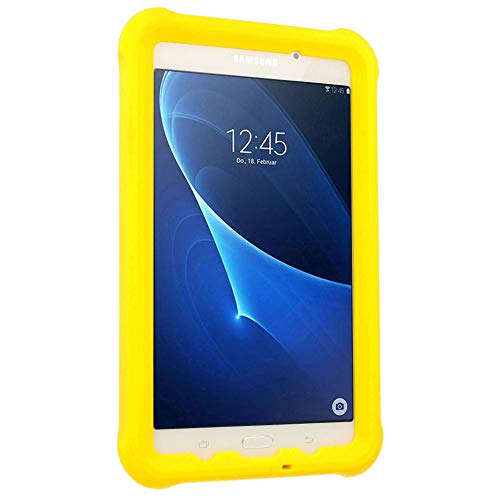 TECHGEAR Coque Bumper pour Samsung Galaxy Tab A 7.0 Pouces 2016 (Séries SM-T280) Coque de Protection Caoutchouc Résistante aux Chocs avec Bords et Coins Renforcés + Film de Protection [Jaune] Cover