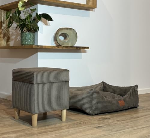 Leo4dog Hundebett Cord Waschbar Bezug Für kleine mittelgroße und große Hunde Hundekissen Hundesofa Hundekorb (Braun, M 80x60)