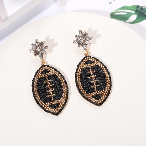 Beaded Football Earrings for Women Rhinestone Beads Game Day Earrings Sports Team Dangle Earrings Football Mom Accessories Jewelry Gifts2