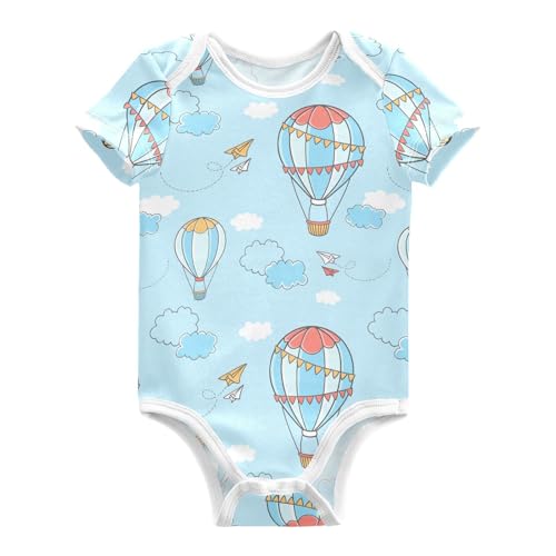 vvfelixl Baby Bodysuits Colorful Hot Air Balloons Short Sleeve Baby Onepiece Clothes for Newborn Boys Girls Infant 9-12 Months