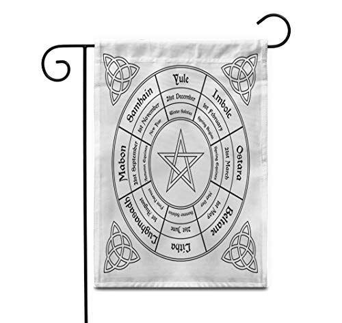 Awowee 12'x18' Garden Flag Pagan Wheel of The Year Wiccan Calendar Altar Annual Outdoor Home Decor Double Sided Yard Flags Banner for Patio Lawn