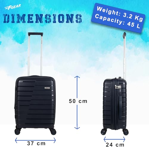 Image of F Gear PPS27 Polypropylene Hardshell /Hardsided /Hardcase Light Weight 8 Wheeler Spinner Luggage Bag /Smooth Speed Wheel Suitcase /Trolley with TSA Lock for Men Women (Carry On 20 Inch, Navy Blue)