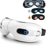 Huhubol Eye Massager with Heat and Cooling for Migraines, Relax Eye Strain, Dry Eyes,Dark Circles, Puffiness, Heated Eye Mask Massager Improve Sleeping Gifts for Women (White)