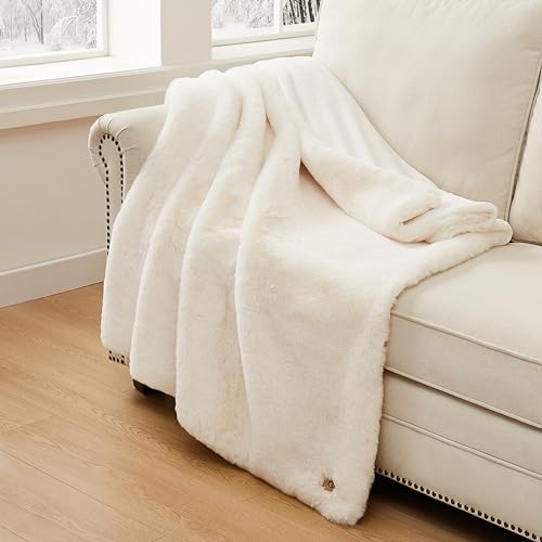 UGG 16796 Euphoria Plush Faux Fur Reversible Throw Blanket for Couch or Bed Luxury Hotel Style Machine Washable Soft Cozy Home Decor Fuzzy Fluffy Sofa Blanket, 50 x 70-Inch, Snow - Image 7