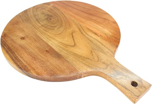 Image of Fobterm Wooden Chopping Board - Chopping Board Wood for Fruits, Vegetable Made in India Large Size. [ 40 cm x 30 cm ] (Round Board with Handle)