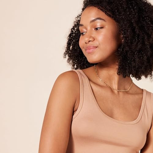 Image of Amazon Essentials Women's Slim-Fit Ribbed Scoop Neck Tank Tops, Pack of 2