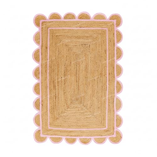 Tapete Decorativo Natural de Yute 2.5x8 Ft Rosa