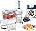 Produktbild Genius Nicer Dicer Speed Set 9-tlg Multihobel - Gemüseschneider Gemüsehobel mit 3 Einsätzen, Schneidguthalter & Auffangbehälter 550ml | Parmesanreibe, Juliennereibe und V-Hobel, Silber